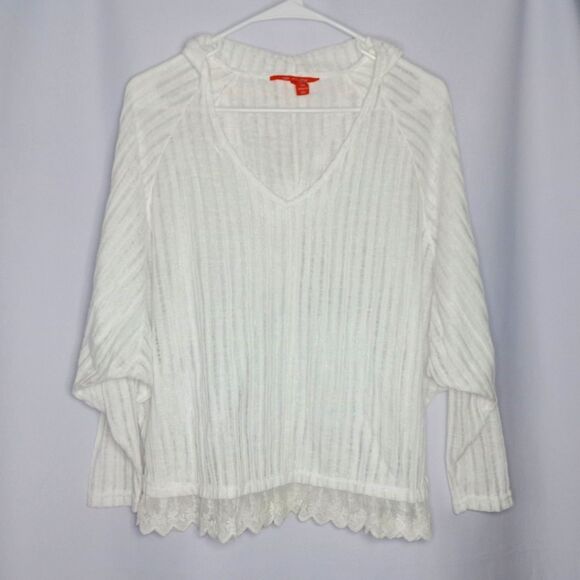 ⭐ C&V Chelsea & Violet Sheer Oversized Hooded Cover Up Striped Blouse Shirt XS - Picture 1 of 7